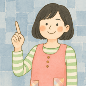 指差している保育士女性のイラスト